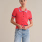 Amy Tipped Polo Cardigan-Tops/Blouses-Uniquities