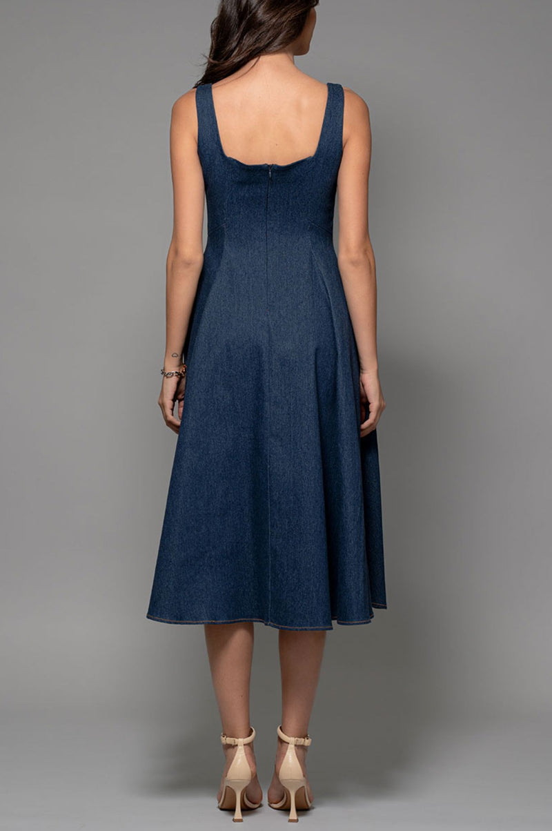 Pippa Denim Midi Dress-Dresses-Uniquities