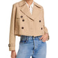 Cropped Twill Trench Coat-Jackets-Uniquities