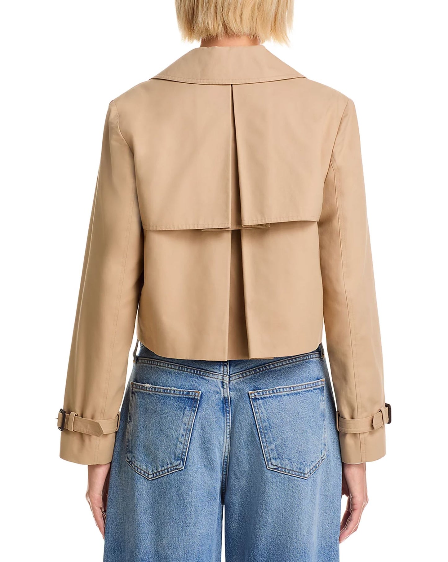 Cropped Twill Trench Coat-Jackets-Uniquities