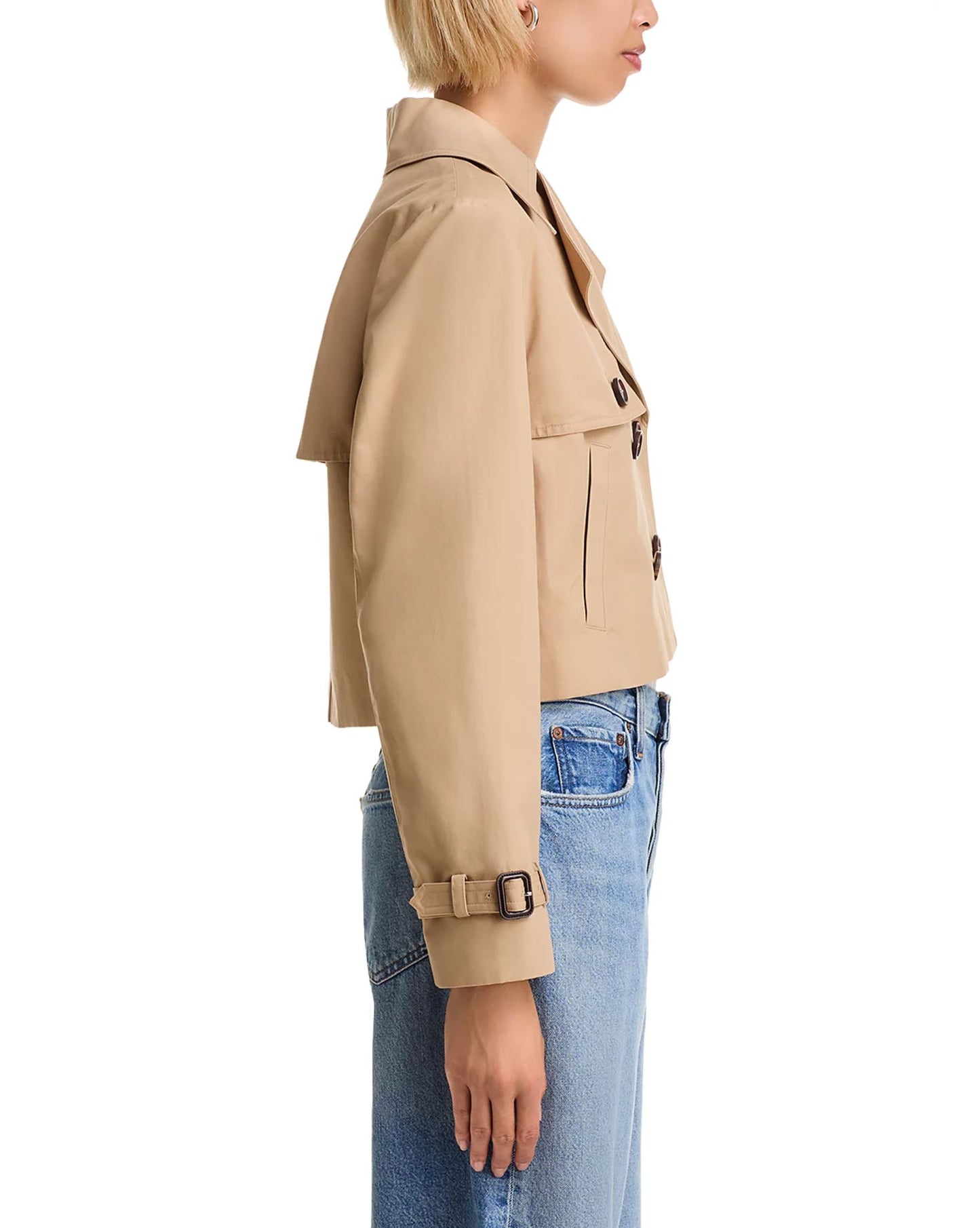Cropped Twill Trench Coat-Jackets-Uniquities