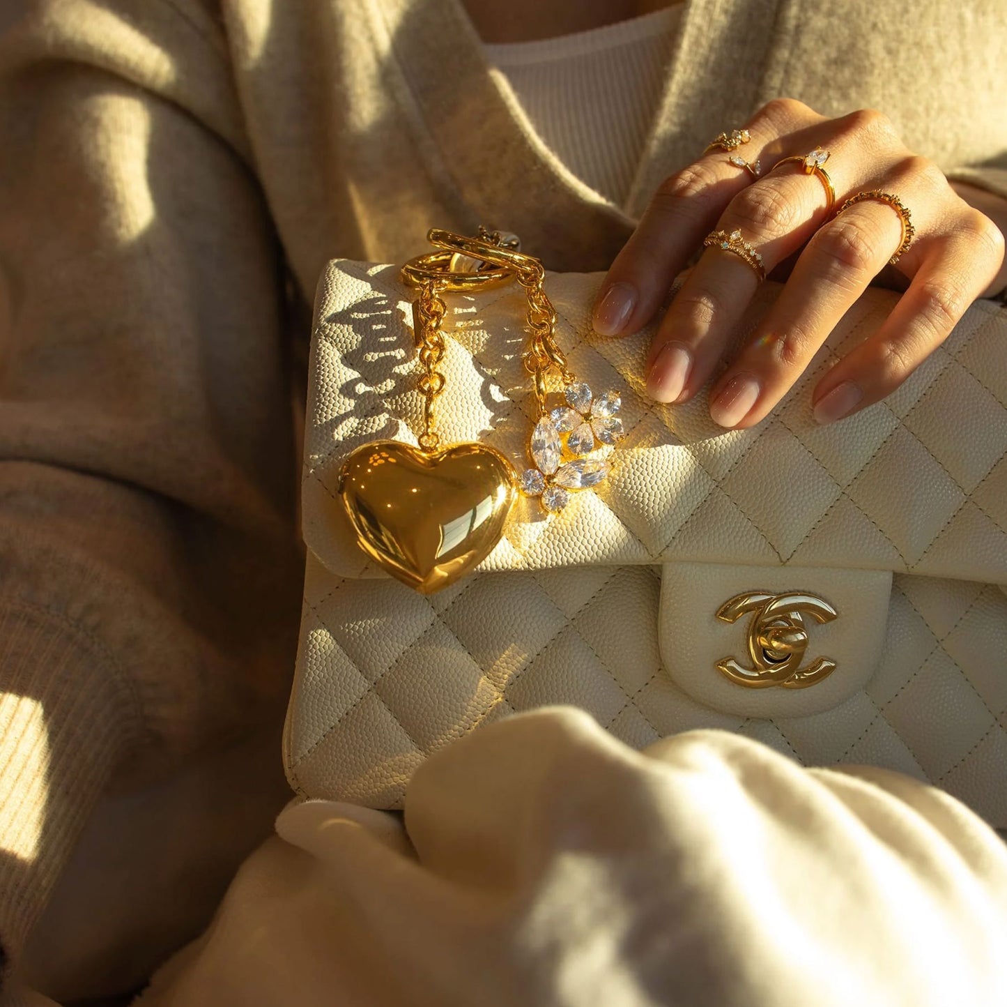 Heart Of Gold Bag Charm-Accessories-Uniquities