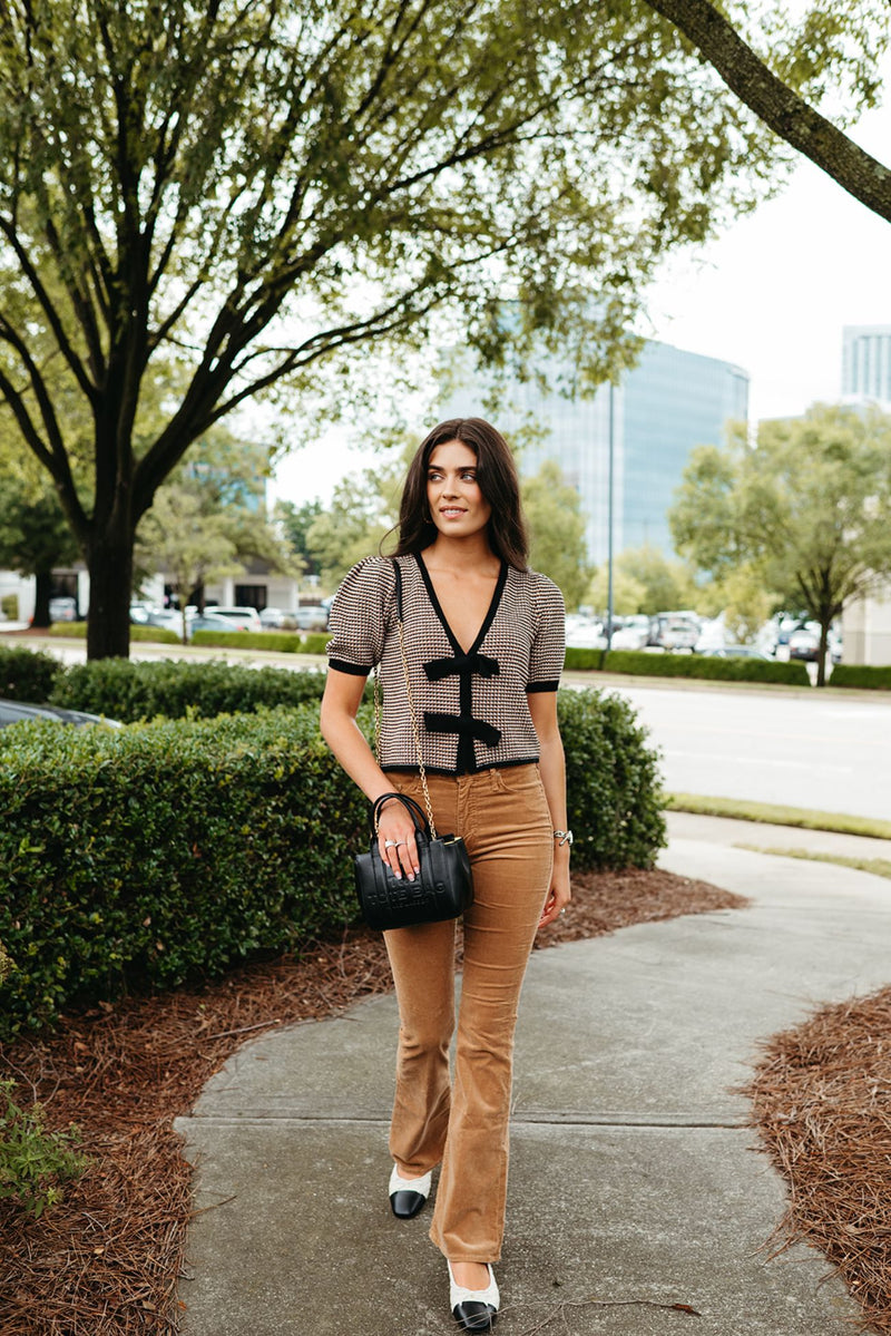 Elaine Puff Sleeve Bow Cardi-Sweaters-Uniquities