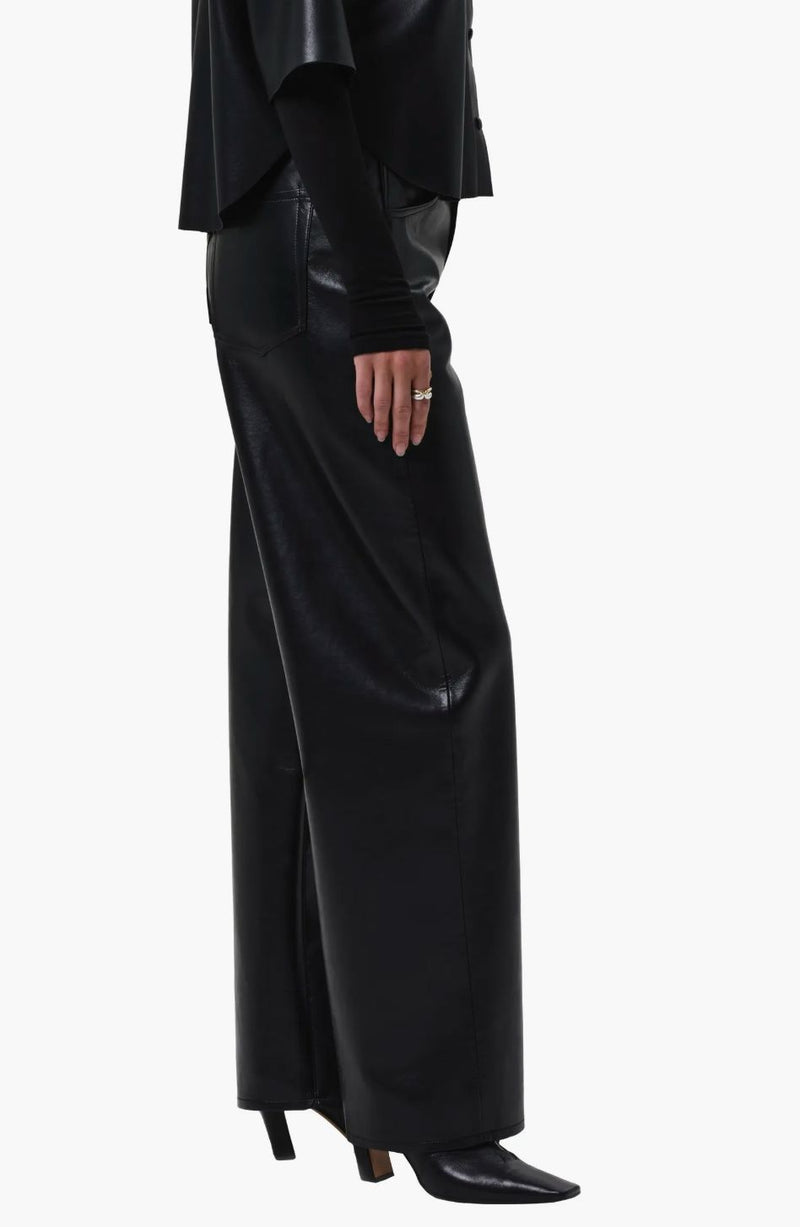 Ayla Baggy Leather Jeans-Denim-Uniquities