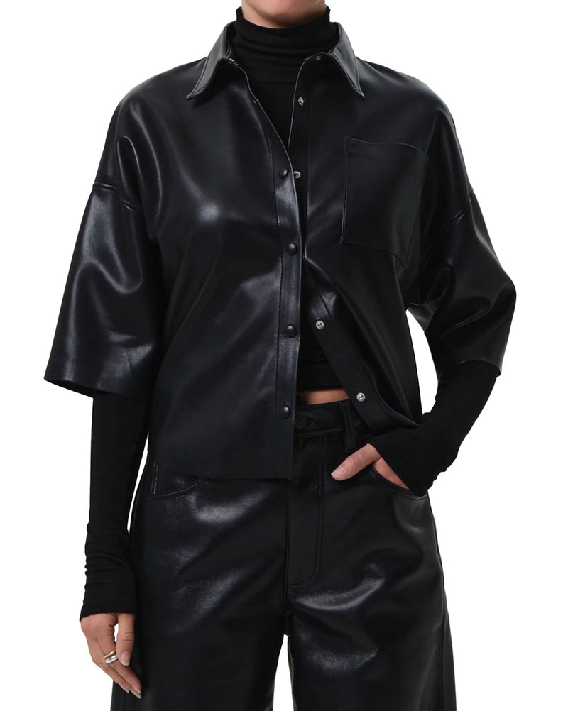 Frances Cropped Cape Button Up-Tops/Blouses-Uniquities