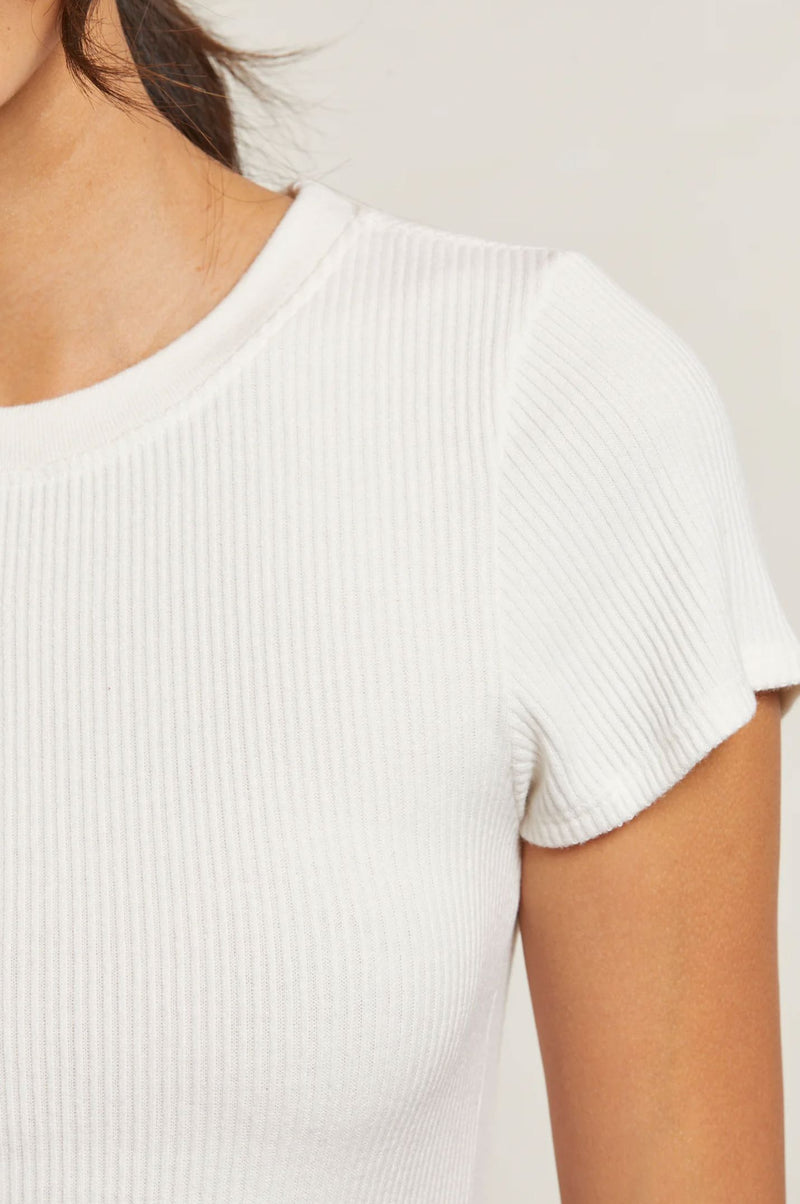 Gabby Short Sleeve Rib Crew Neck-Tee Shirts-Uniquities