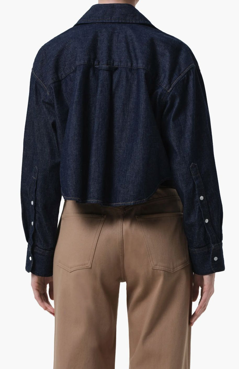 Ana Cropped Shirt in Piave-Tops/Blouses-Uniquities