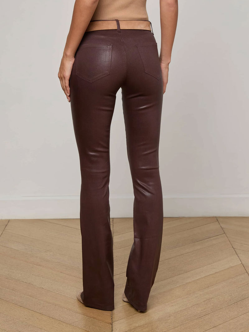 Selma High Rise Sleek Baby Bootcut Coated Jeans-Denim-Uniquities