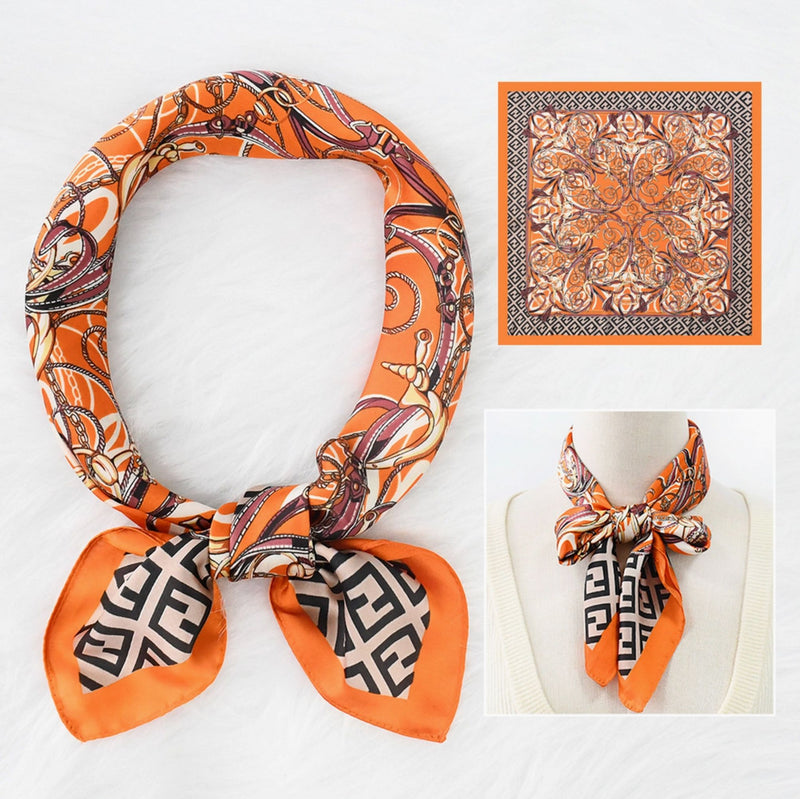 Paisley Satin Scarf Orange-Accessories-Uniquities