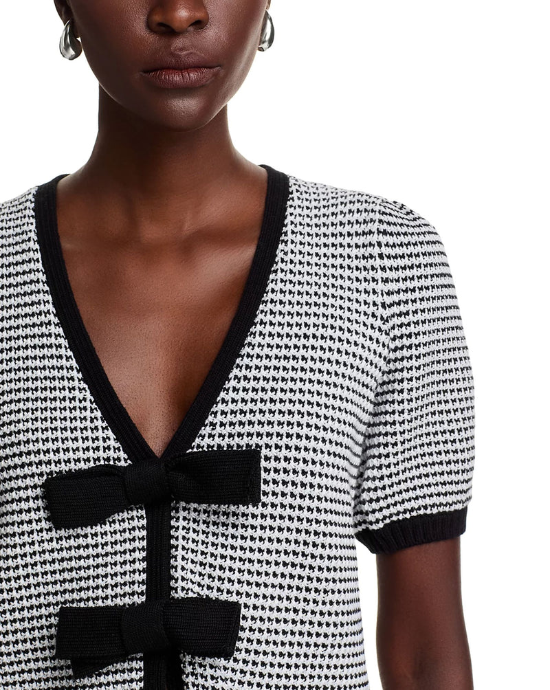 Elaine Puff Sleeve Bow Cardi-Sweaters-Uniquities