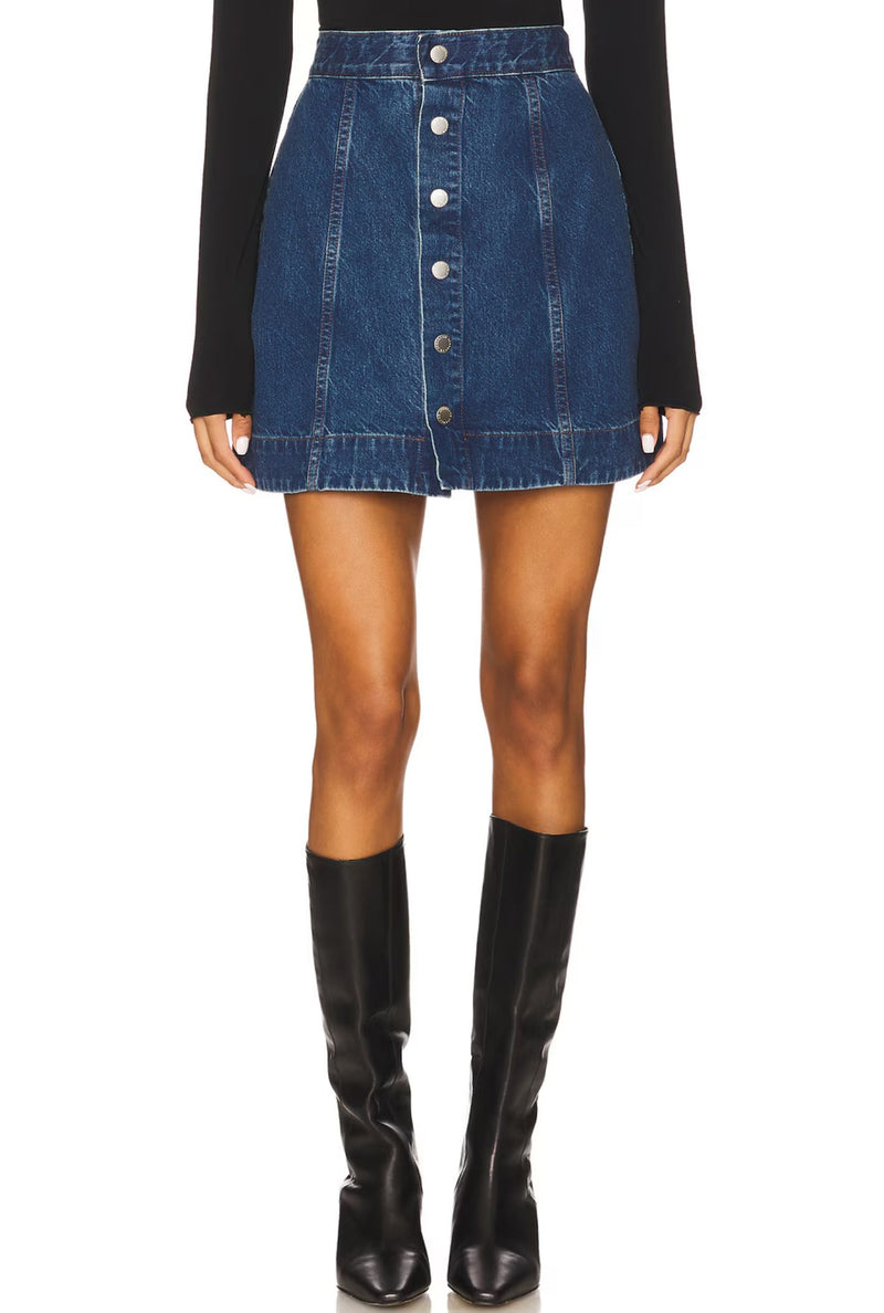 Evie Denim Skirt-Denim-Uniquities