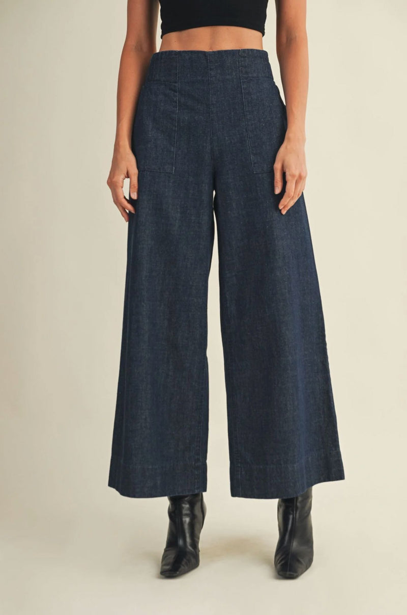 Kara Wide Leg Denim Pant-Denim-Uniquities