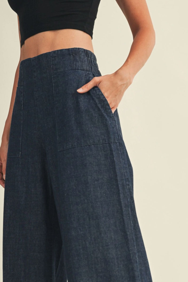 Kara Wide Leg Denim Pant-Denim-Uniquities