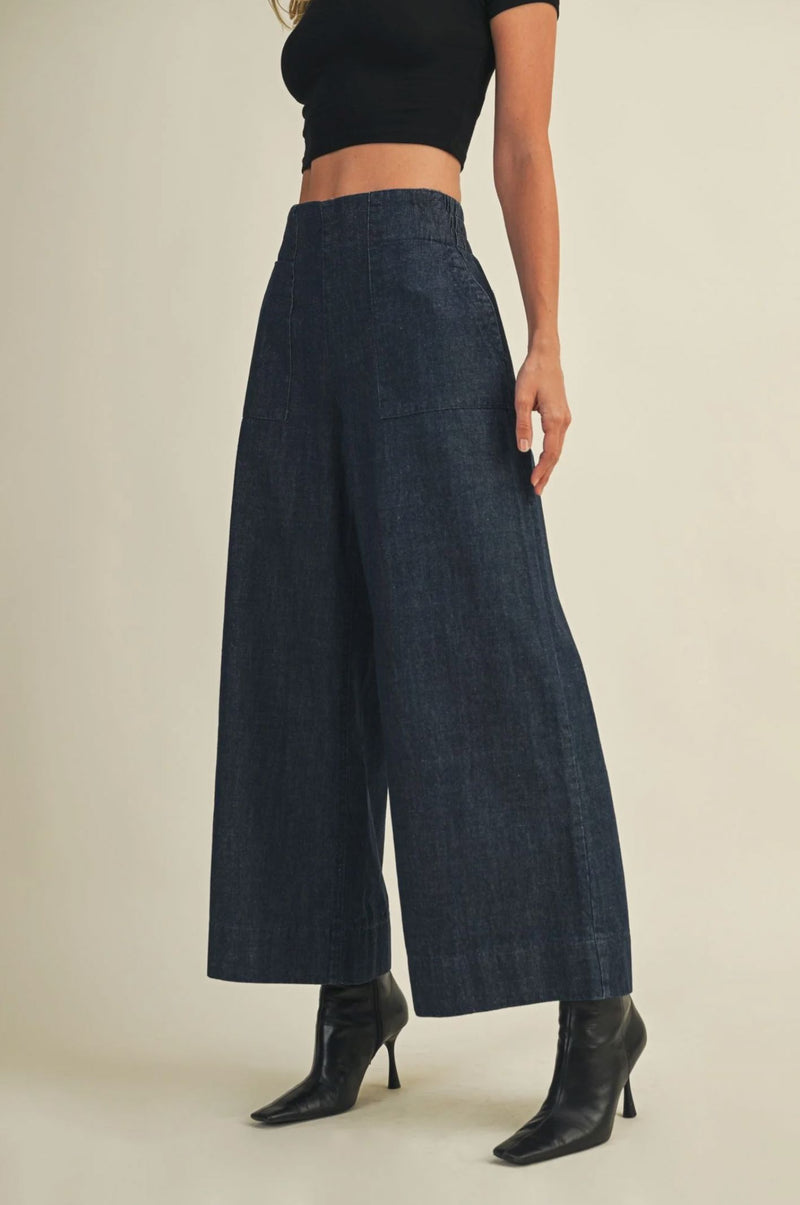 Kara Wide Leg Denim Pant-Denim-Uniquities
