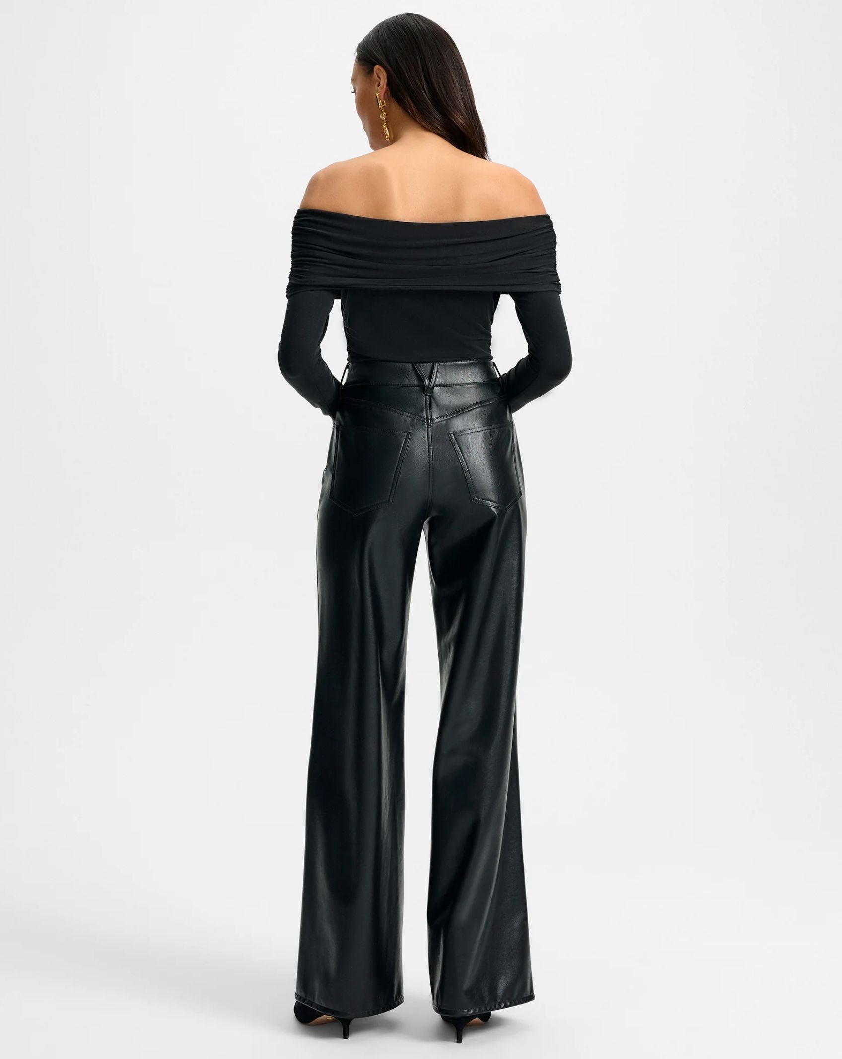 Kasey Mid Wide Leg Vegan Leather-Denim-Uniquities
