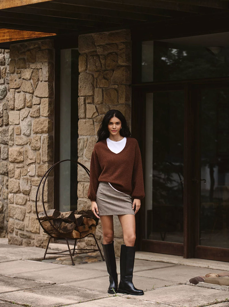 Houndstooth Mini Skirt-Bottoms-Uniquities