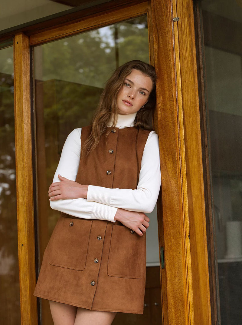 Laney Suede Mini Dress-Dresses-Uniquities