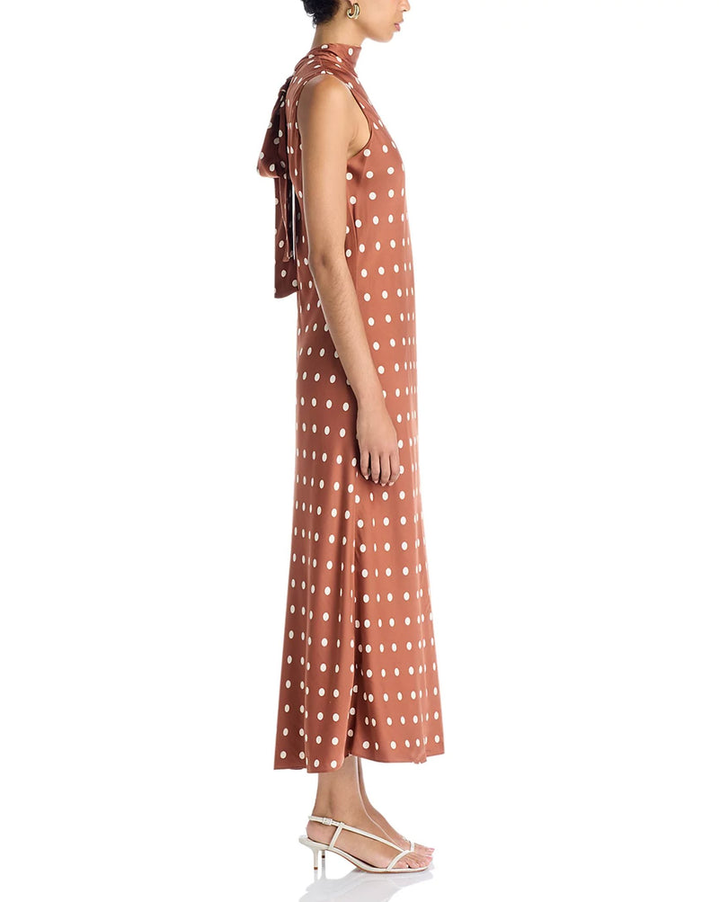 Ennis Satin Bow Midi Dress-Dresses-Uniquities