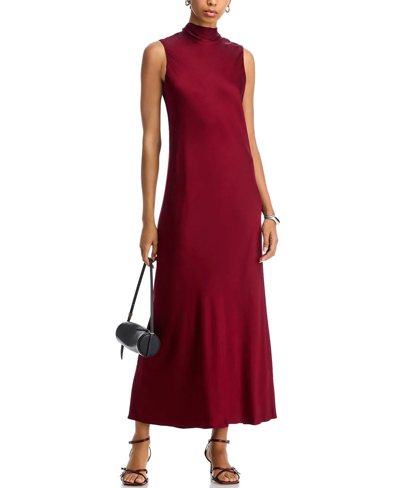 Ennis Satin Bow Midi Dress-Dresses-Uniquities