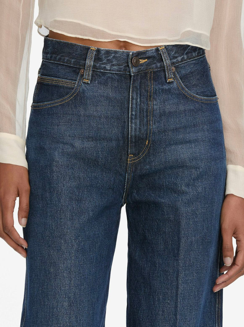 Cuffed Wide Leg Jeans in Spencer-Denim-Uniquities