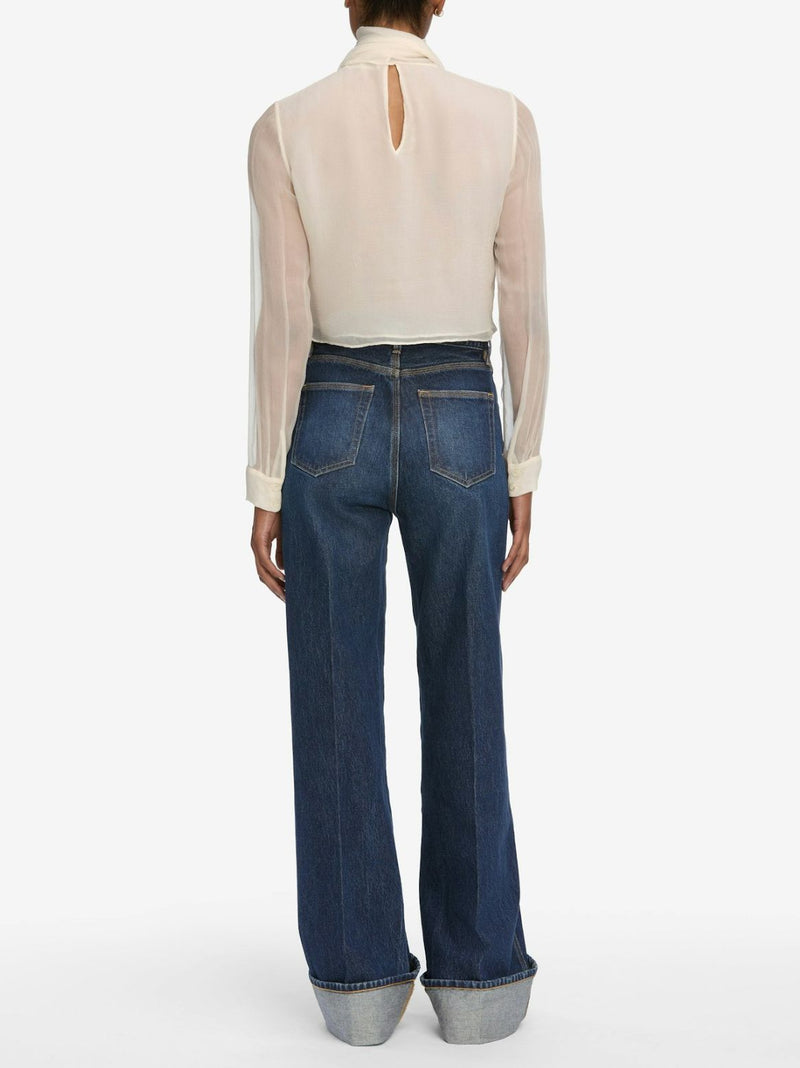 Cuffed Wide Leg Jeans in Spencer-Denim-Uniquities