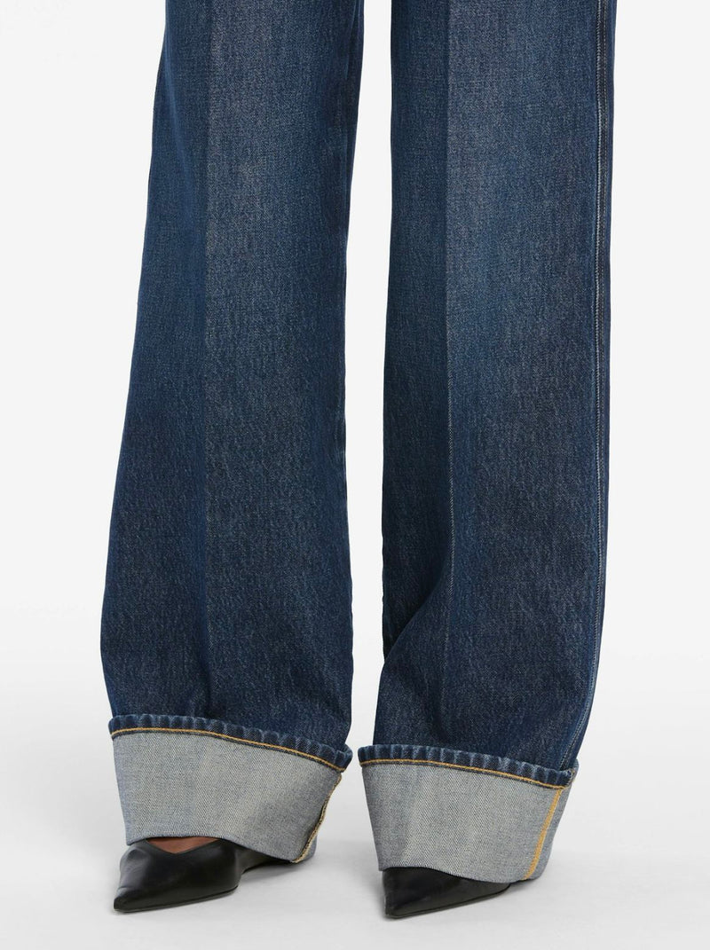 Cuffed Wide Leg Jeans in Spencer-Denim-Uniquities