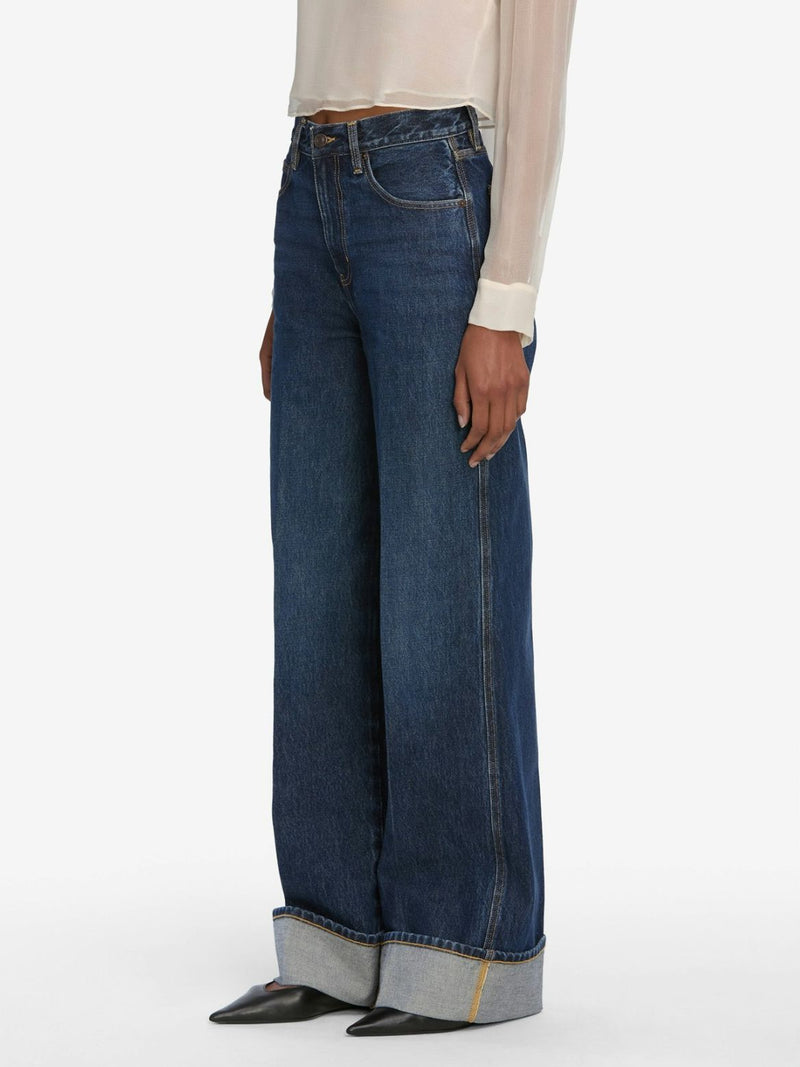 Cuffed Wide Leg Jeans in Spencer-Denim-Uniquities