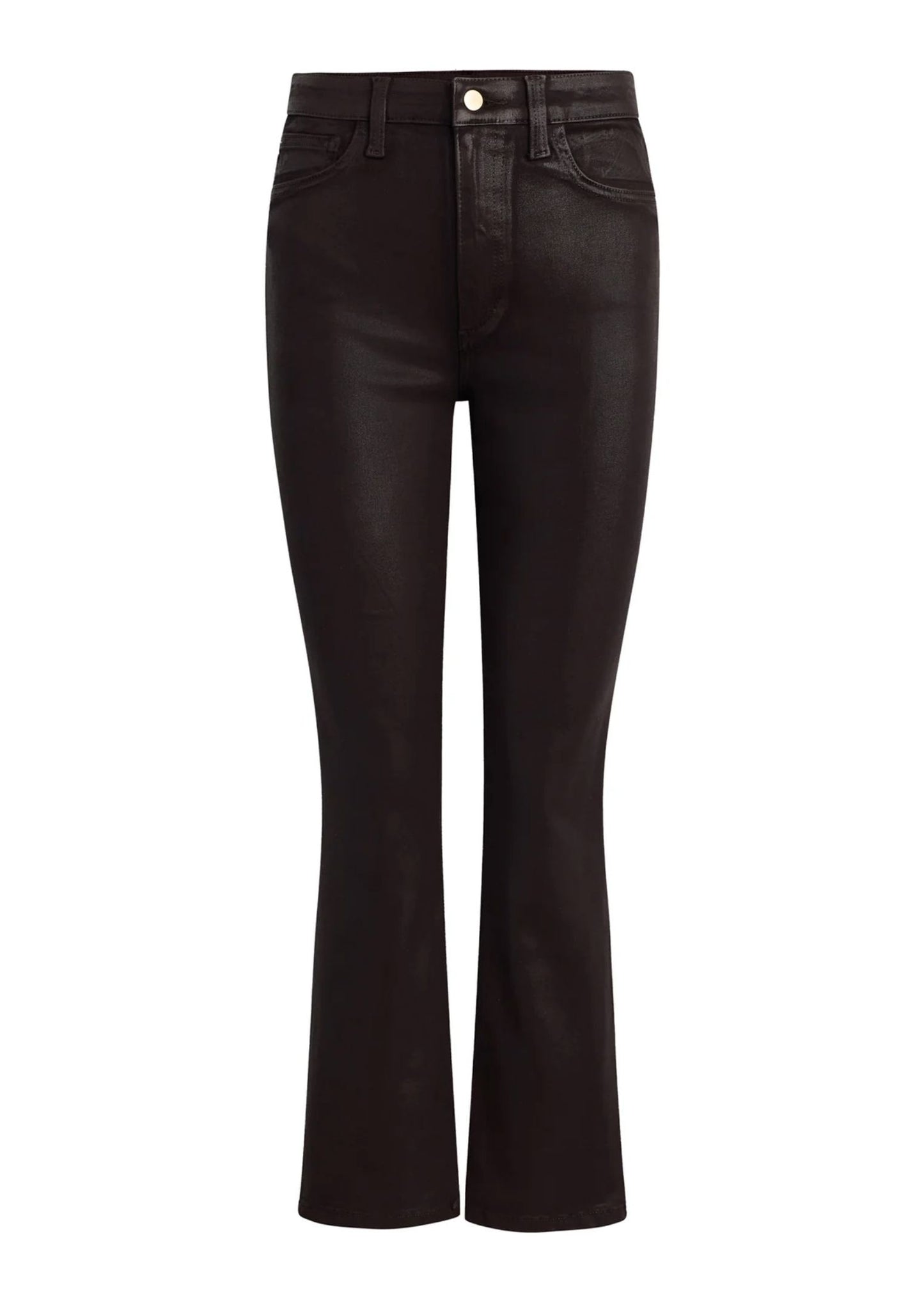 Callie Cropped Bootcut Coated Jeans-Denim-Uniquities