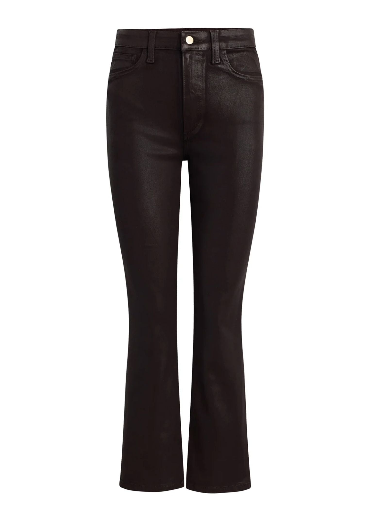 Callie Cropped Bootcut Coated Jeans-Denim-Uniquities