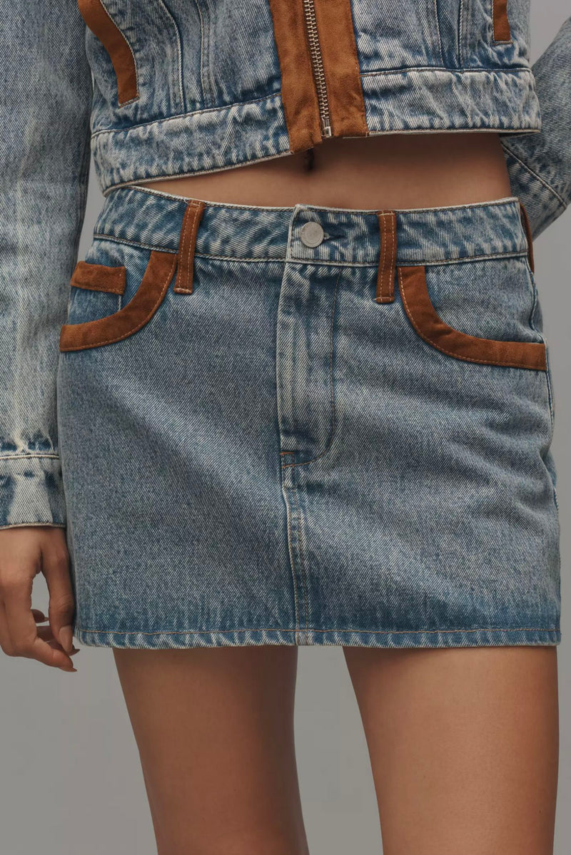 Rodeo Drive Denim Mini Skirt-Bottoms-Uniquities