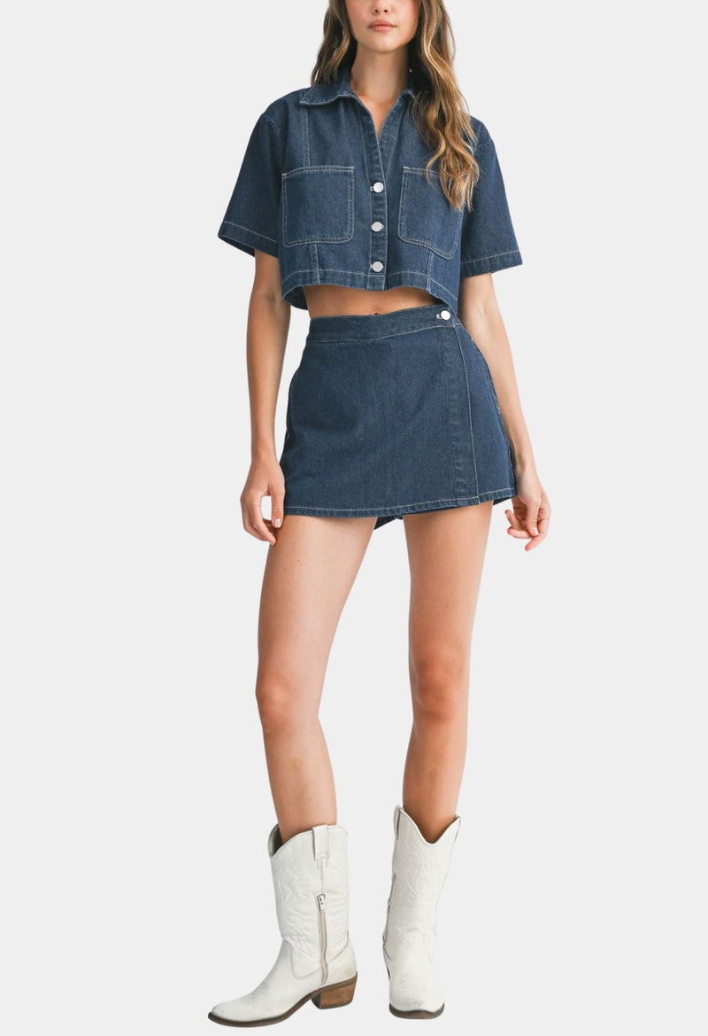 Bray Denim Skort-Bottoms-Uniquities