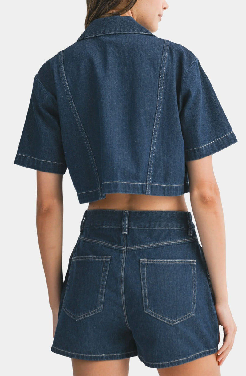 Bray Denim Top-Tops/Blouses-Uniquities