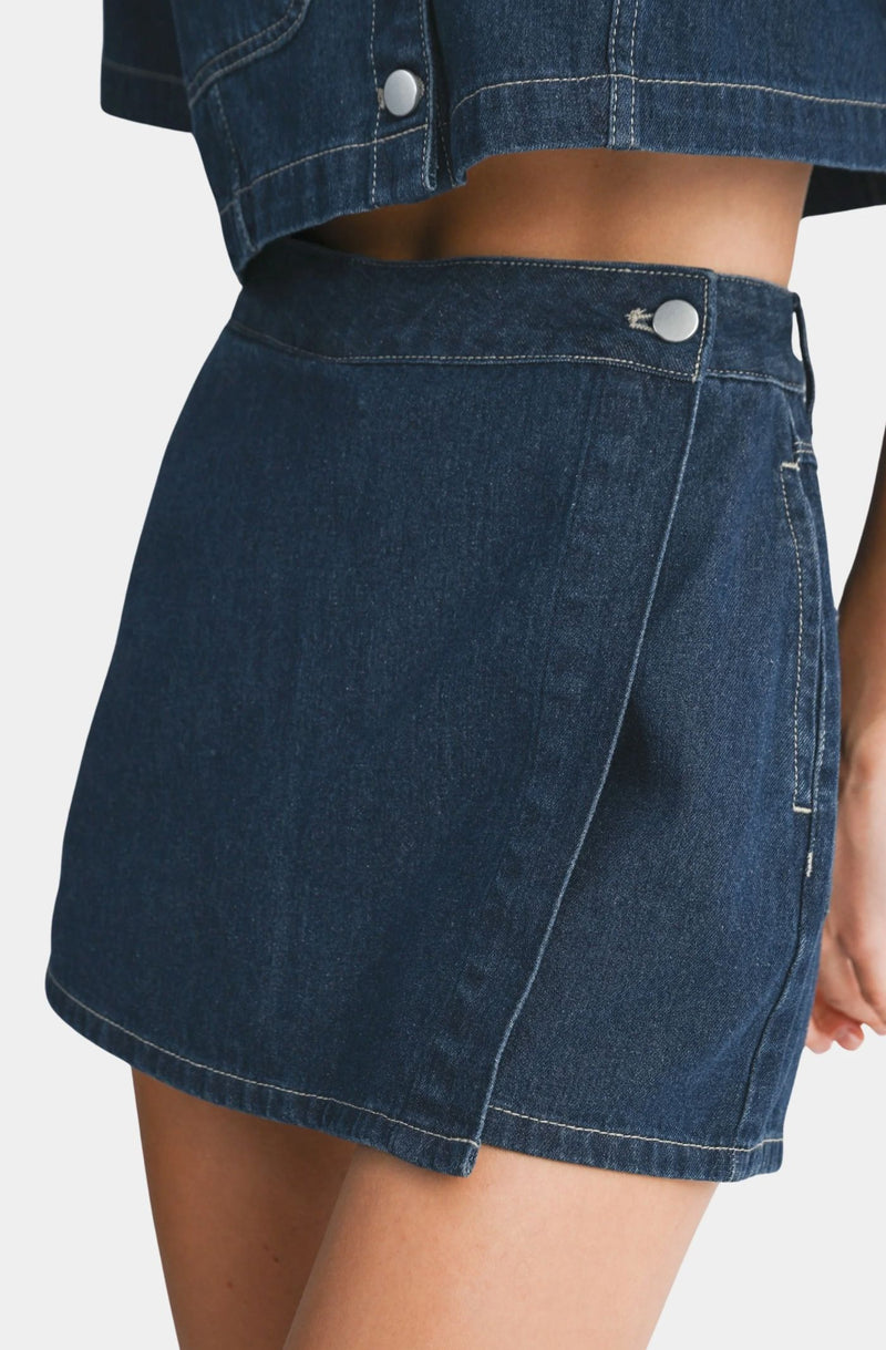 Bray Denim Skort-Bottoms-Uniquities