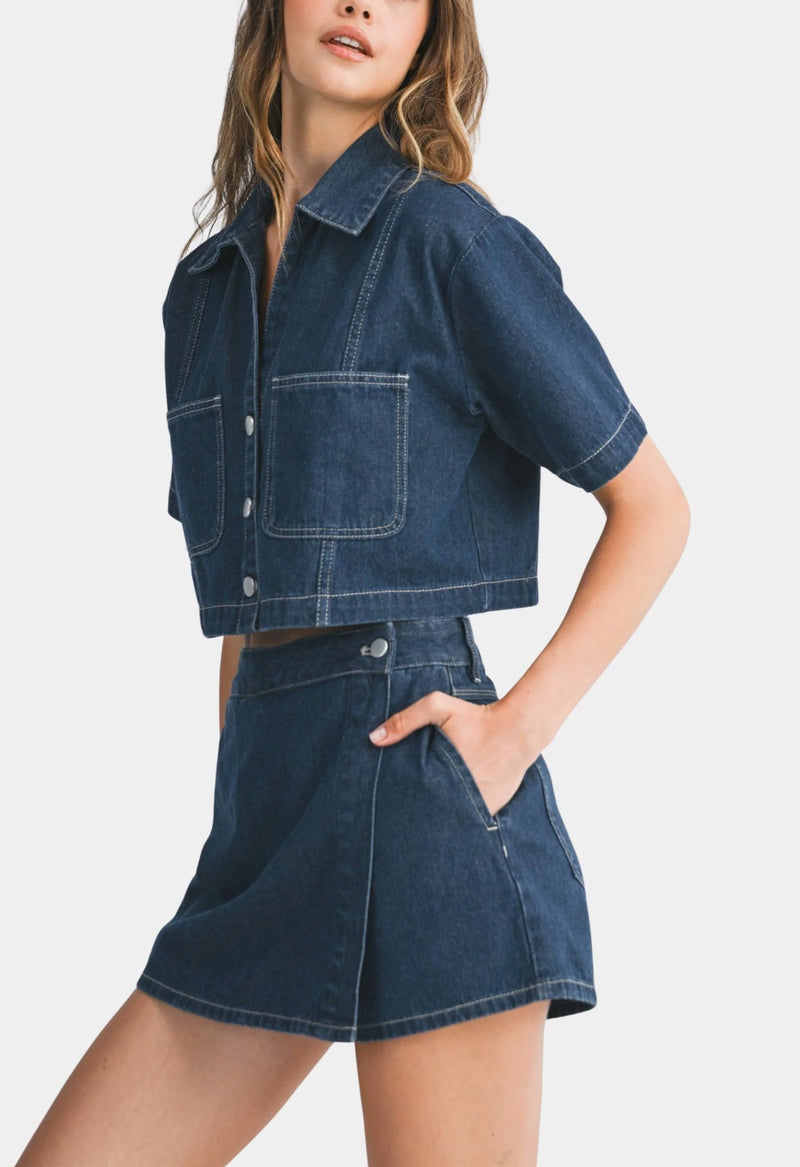 Bray Denim Skort-Bottoms-Uniquities