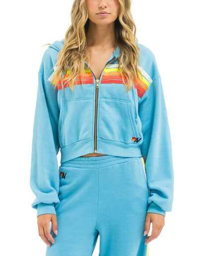 5 Stripe Cropped Zip Hoodie-Lounge-Uniquities