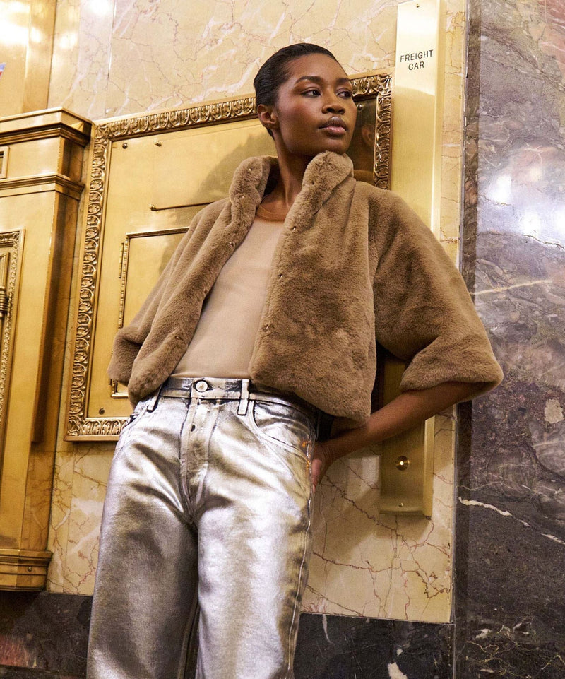 Sheared Mink Faux Fur Jacket-Jackets-Uniquities