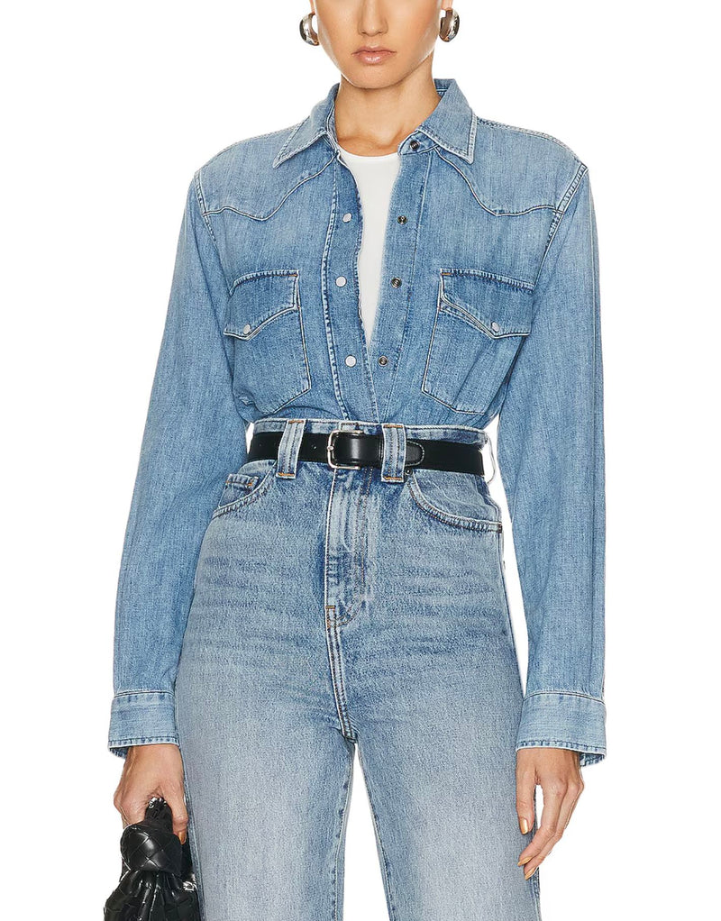 Cropped Western Shirt-Tops/Blouses-Uniquities