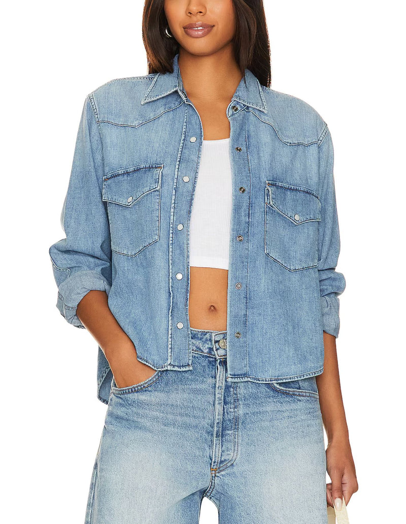 Cropped Western Shirt-Tops/Blouses-Uniquities