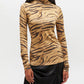 Printed Shiny Jersey Turtlenck-Tops/Blouses-Uniquities