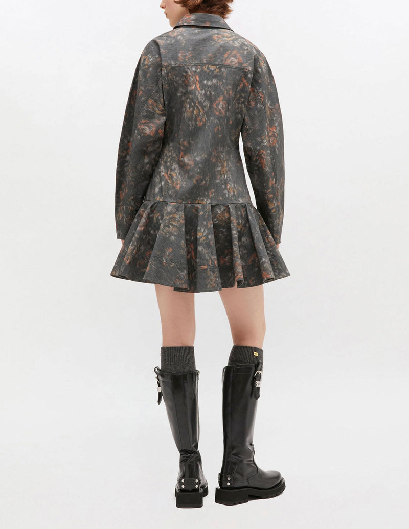 Printed Cotton Buttoned Mini Dress-Dresses-Uniquities