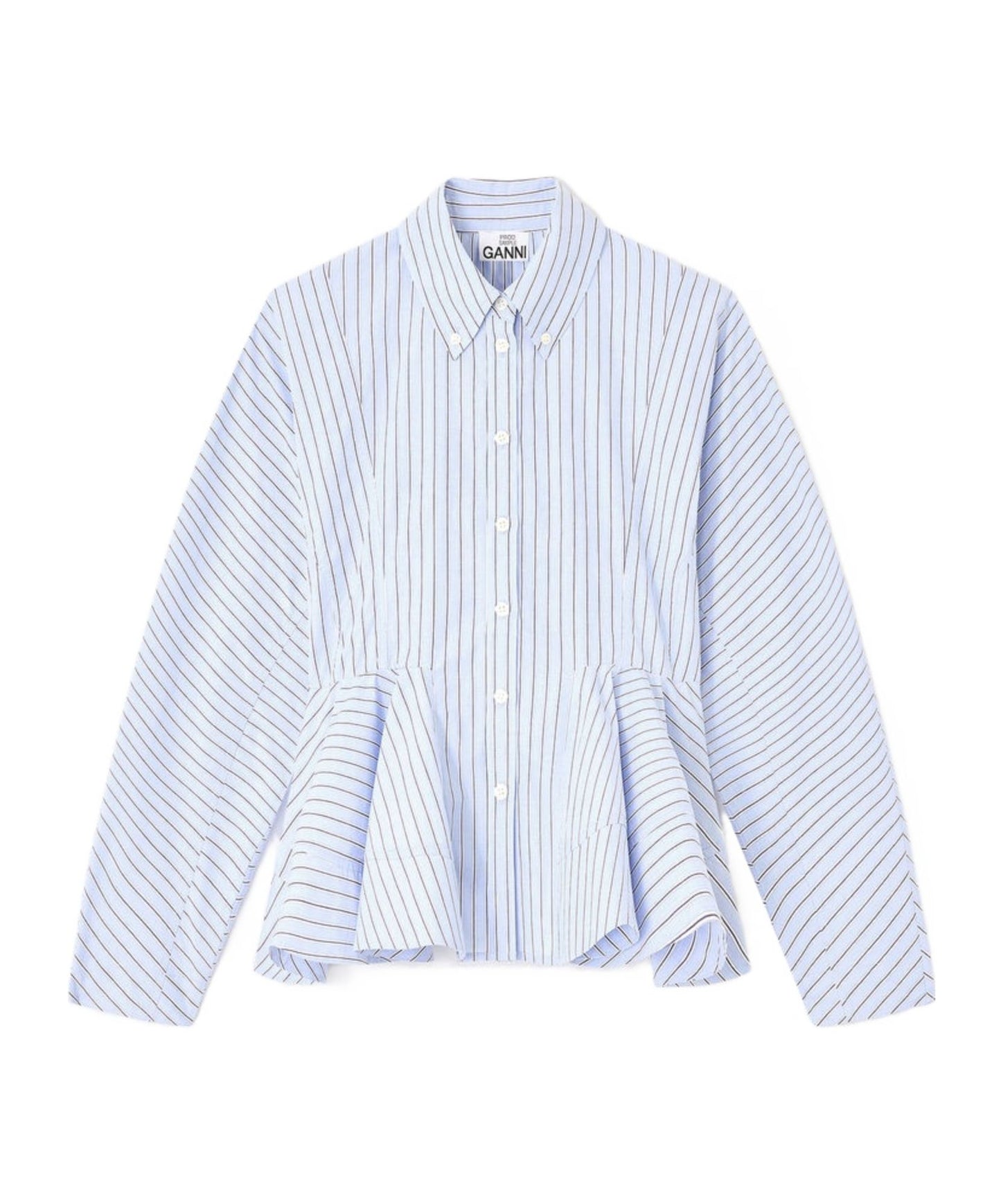 Stripe Cotton Peplum Shirt-Tops/Blouses-Uniquities