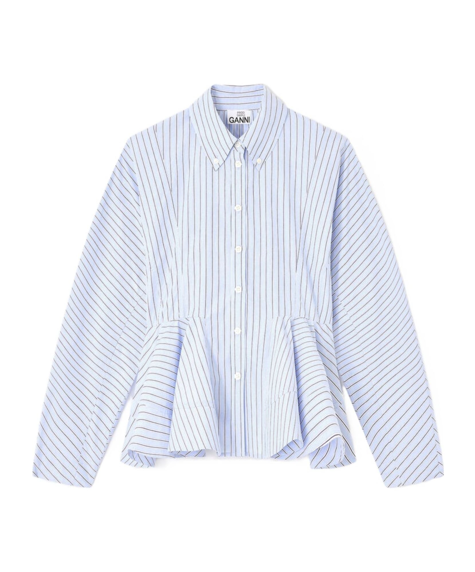 Stripe Cotton Peplum Shirt-Tops/Blouses-Uniquities