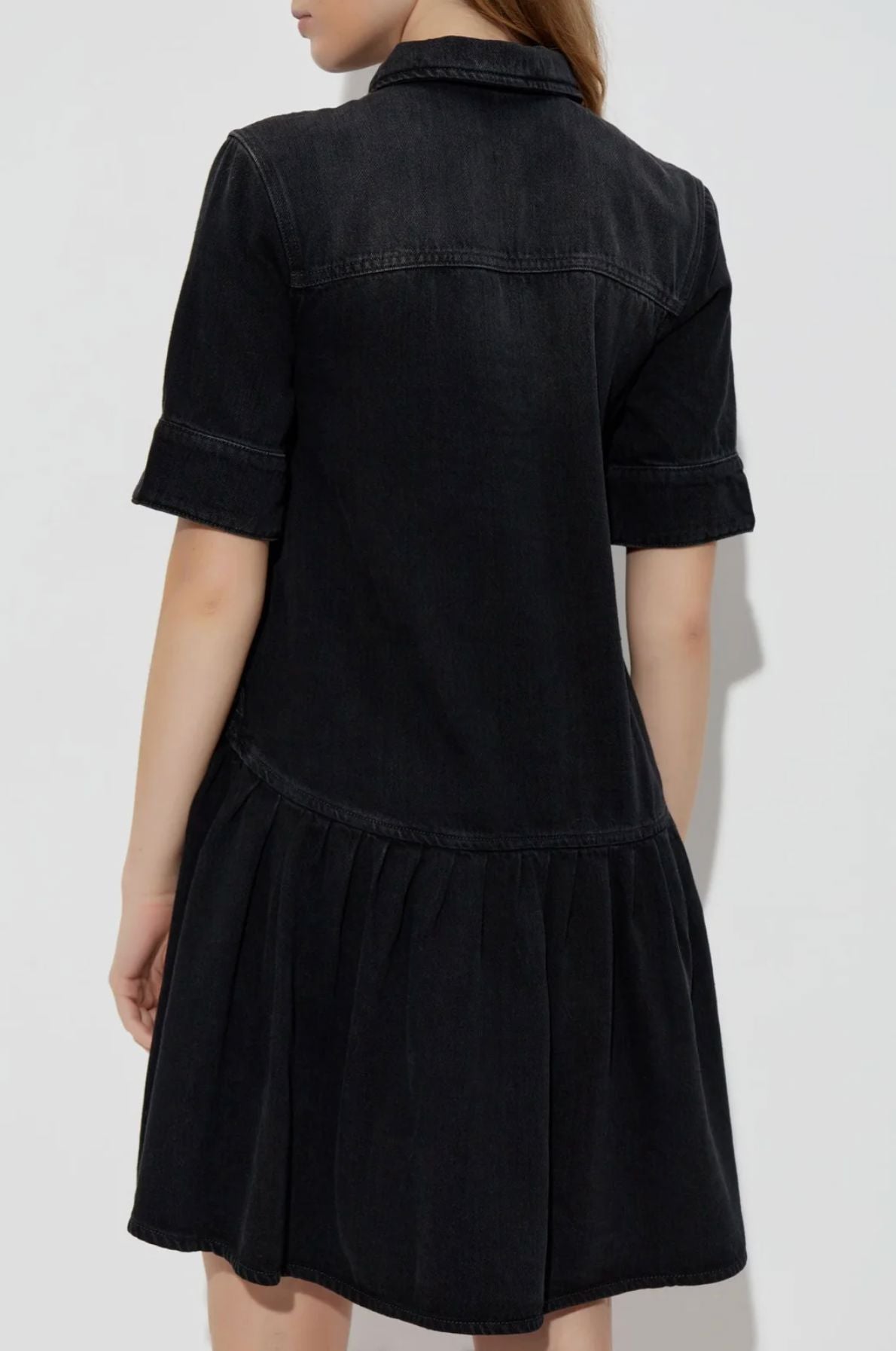 Soft Rigid Denim Mini Dress-Dresses-Uniquities