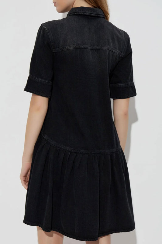 Soft Rigid Denim Mini Dress-Dresses-Uniquities