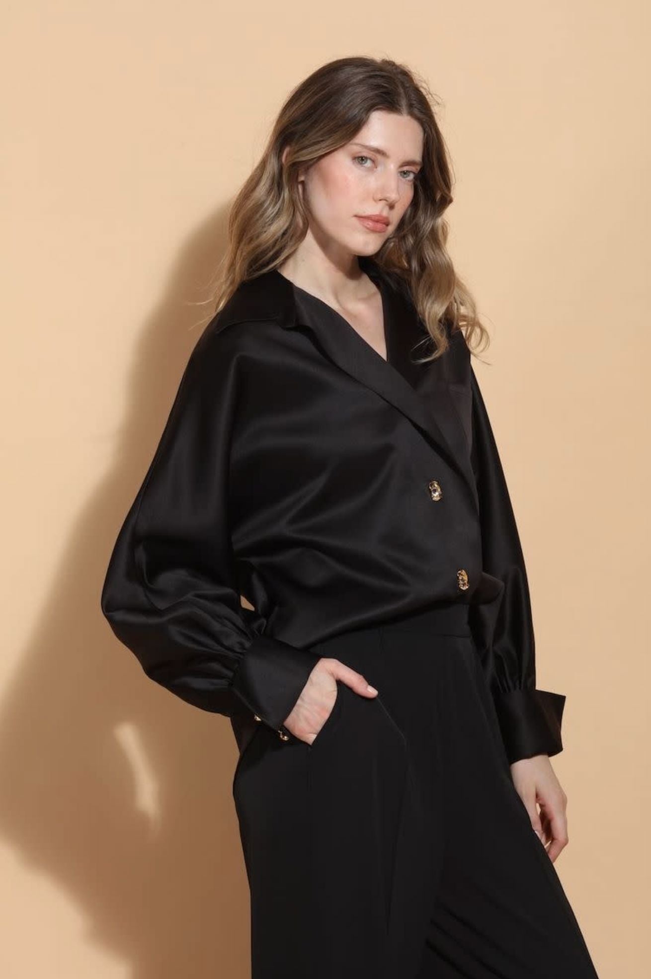 Kimberly Satin Blouse-Tops/Blouses-Uniquities