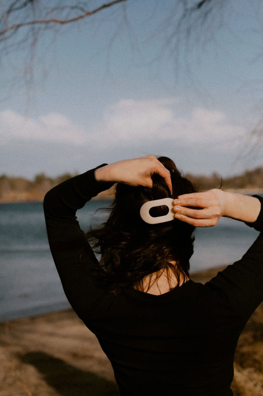 Small Flat Hair Clip Almond Beige-Accessories-Uniquities