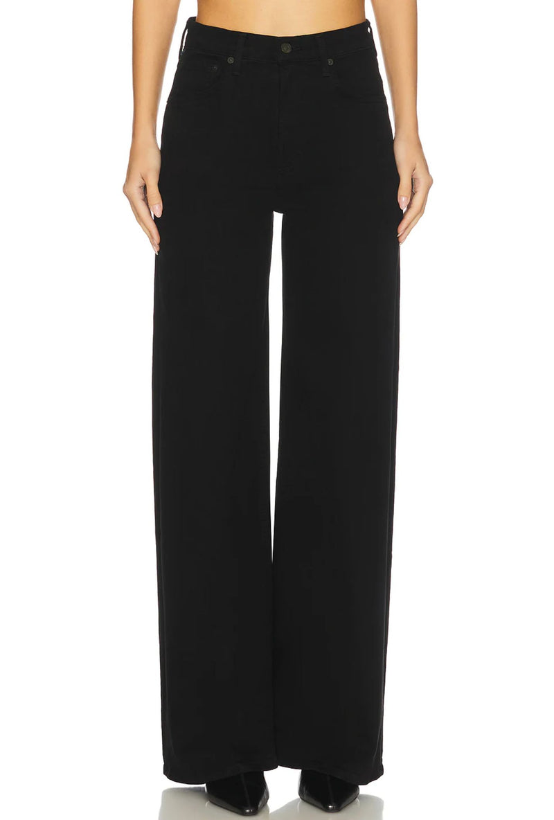 Lyra Long Wide Leg Jeans in Plush Black-Denim-Uniquities