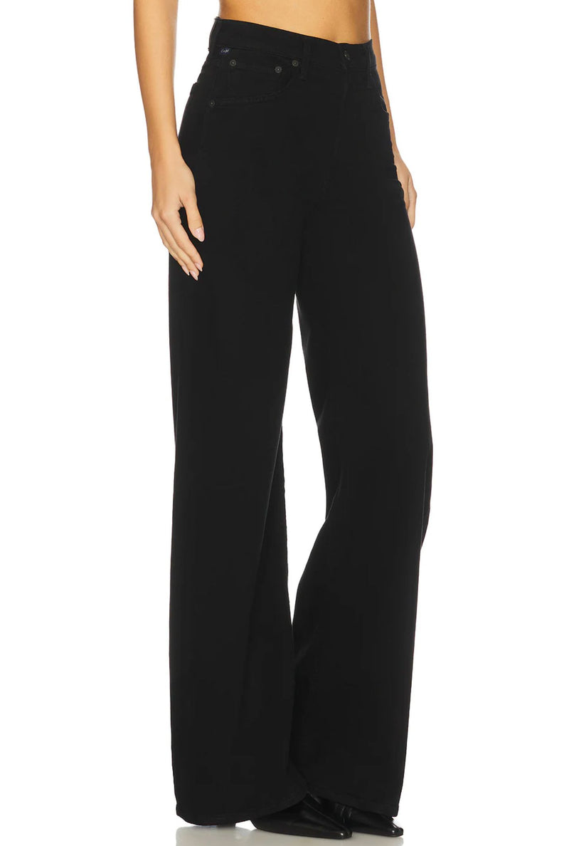 Lyra Long Wide Leg Jeans in Plush Black-Denim-Uniquities