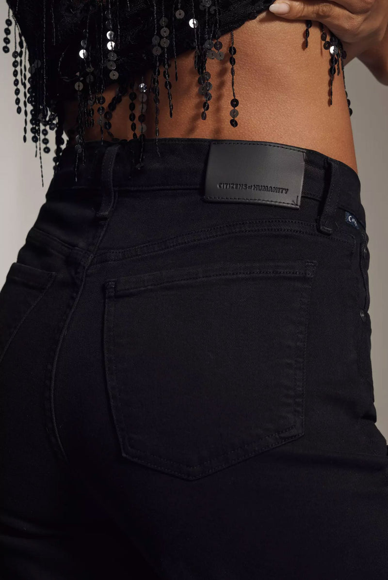 Lyra Long Wide Leg Jeans in Plush Black-Denim-Uniquities