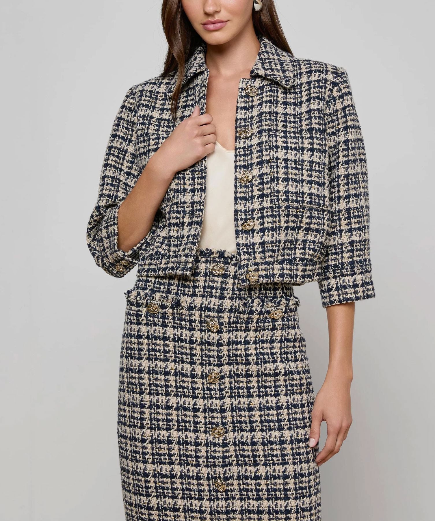 Jia Crop 3/4 Sleeve Jacket-Jackets-Uniquities